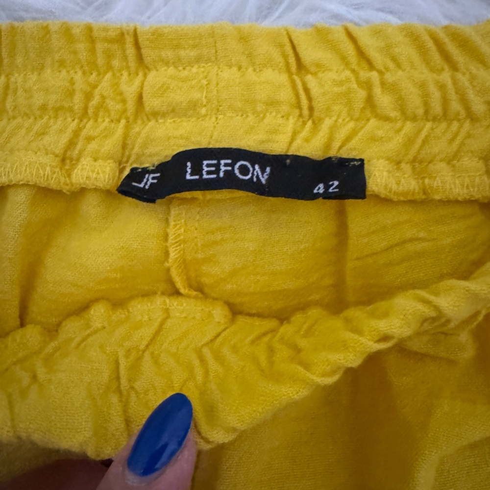 Lefton Yellow Wide Leg Pants Modern Fit - Picture 5 of 5